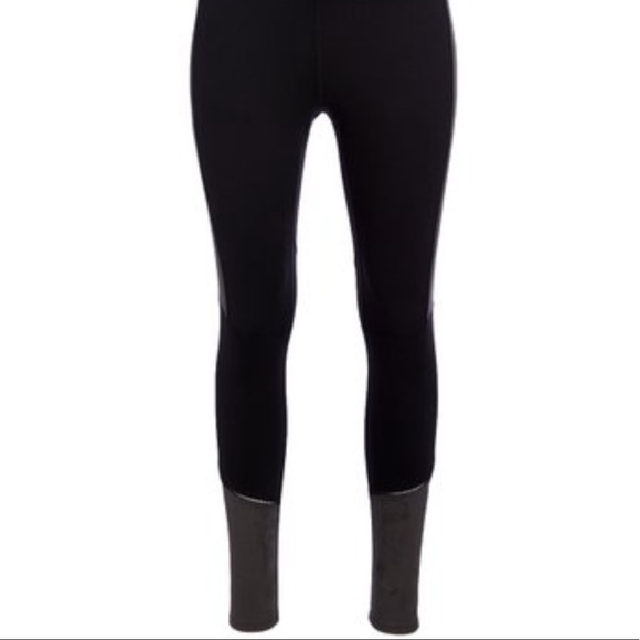 SPLENDID Studio Colour Block Panel Legging Pants Black Grey Contrast Sporty Gym - Picture 2 of 7